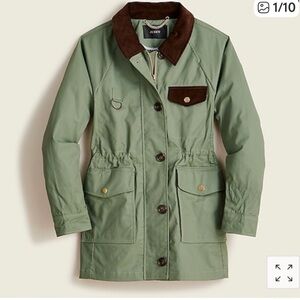 J Crew Women’s Classic Military Green Utility Corduroy Collar Zip Barn Jacket XL